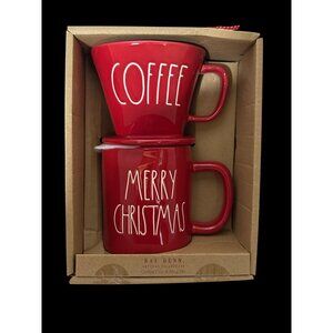 Rae Dunn "COFFEE" drip and "MERRY CHRISTMAS" mug set New in Box